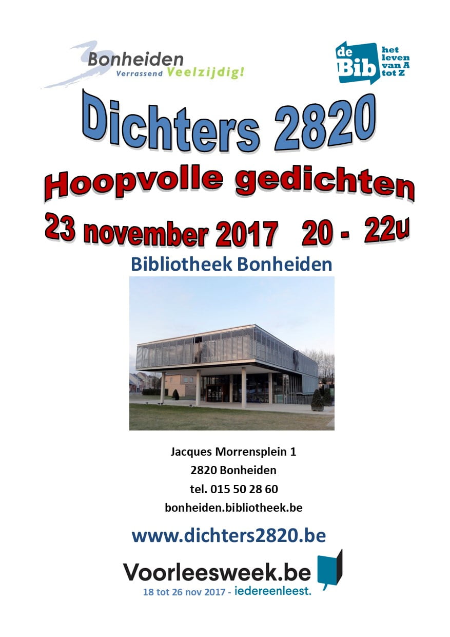 Affiche Dichters 2820, "Hoopvolle gedichten", bib Bonheiden. © FS 2017