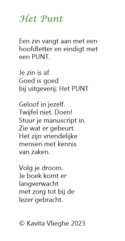Gedicht "Het Punt" © Kavita Vlieghe 2023