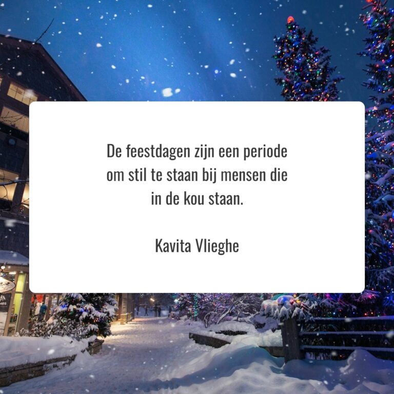Quote 'De feestdagen zijn een periode om stil te staan bij mensen die in de kou staan' © Kavita Vlieghe 2024