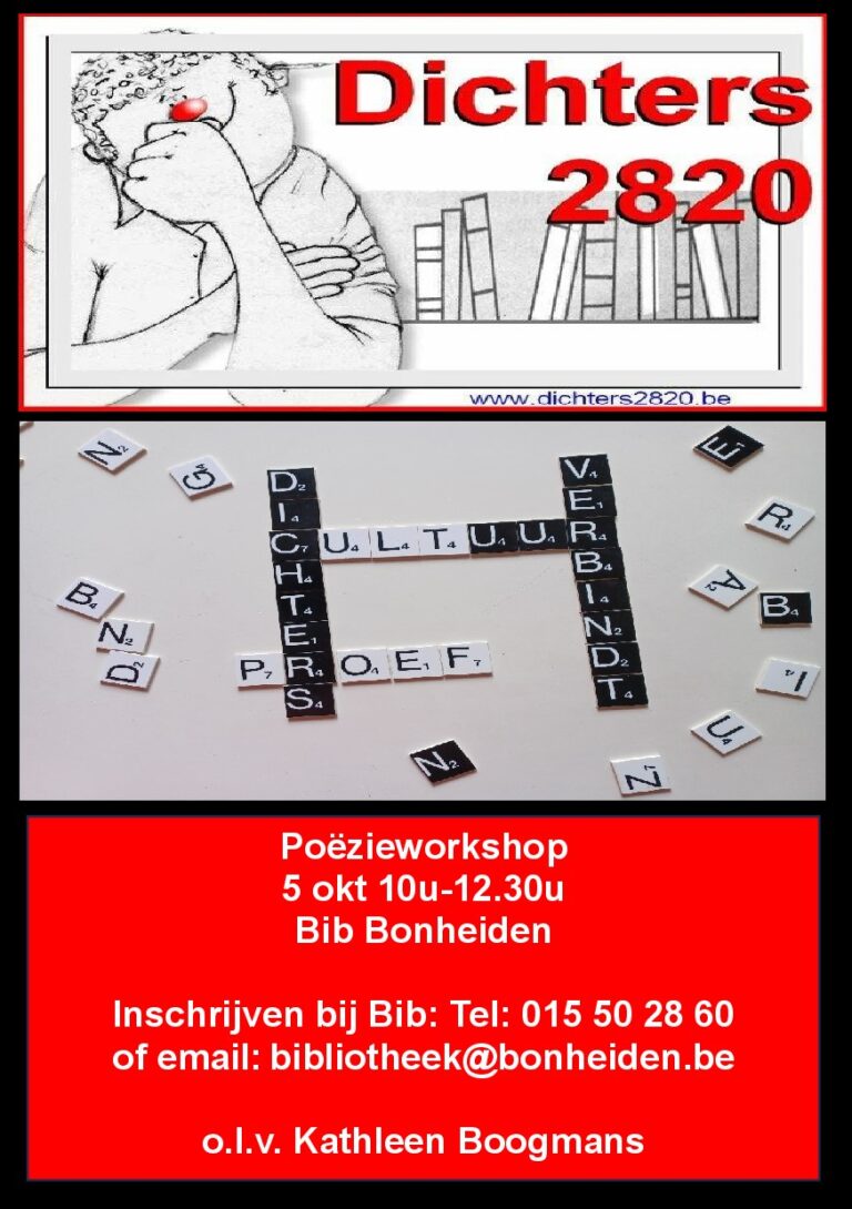 Poëzieworkshop van Dichters 2820 op 5 oktober 2024 in Bib Bonheiden affiche