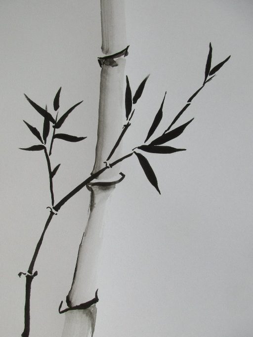 Sumi-e 'Bamboe', dichtbundel 'Resonantie' blz. 75 © Denise De Lille 2023