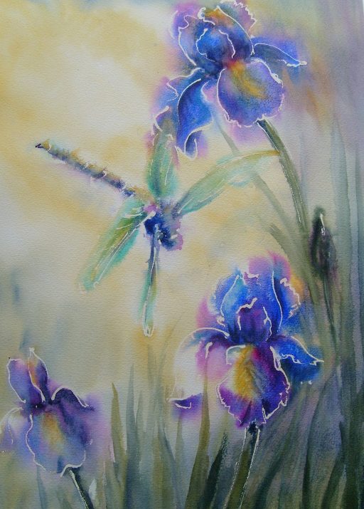 Aquarel 'Libelle', dichtbundel 'Resonantie' blz. 7 © Denise De Lille